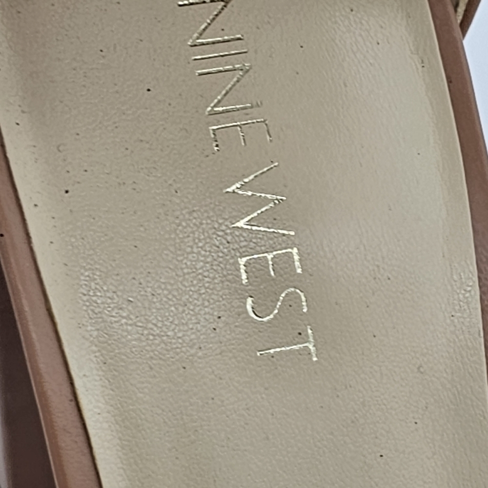 Nine West Allha 3 Macaroon Size 10 Tan Braided Block Heel - Picture 4 of 11